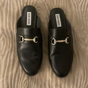 BLACK LEATHER MULES